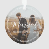 Eerste kerst getrouwde script overlay foto ornament (achterkant)