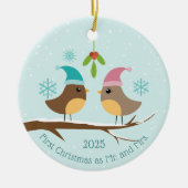 Eerste kerst Getrouwde Tortelduifjes Foto Keramisch Ornament (Voorkant)