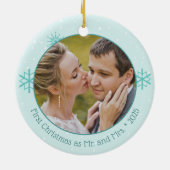 Eerste kerst Getrouwde Tortelduifjes Foto Keramisch Ornament (Achterkant)