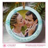 Eerste kerst Getrouwde Tortelduifjes Foto Keramisch Ornament