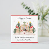 Eerste Kerst Gingerbread Snowman Kerst Kaart (Staand voorkant)