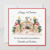 Eerste Kerst Gingerbread Snowman Kerst Kaart (Voorkant)