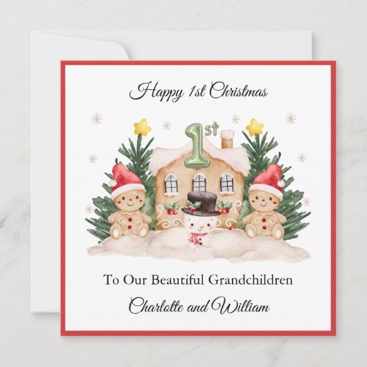 Eerste Kerst Gingerbread Snowman Kerst Kaart (Voorkant)