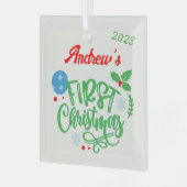 Eerste kerst  glas ornament (Voorkant links)