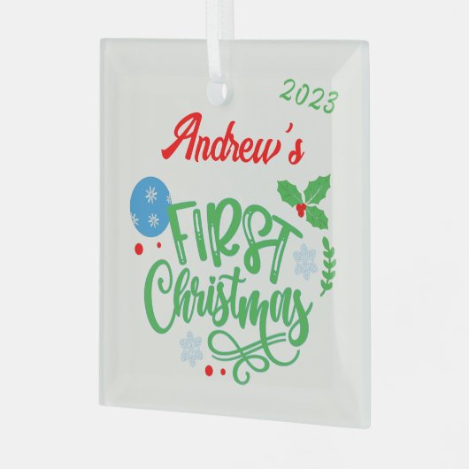 Eerste kerst  glas ornament (Voorkant links)