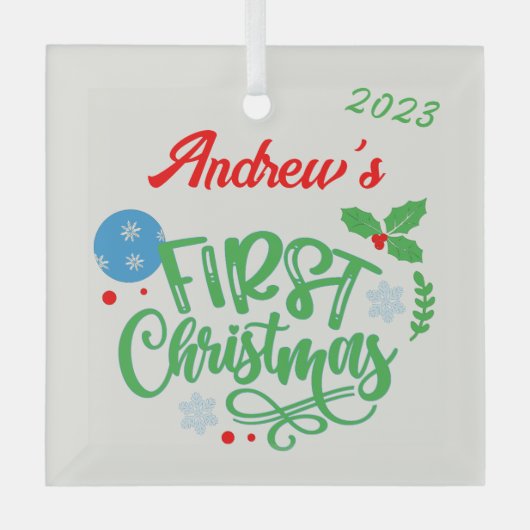 Eerste kerst  glas ornament (Voorkant)