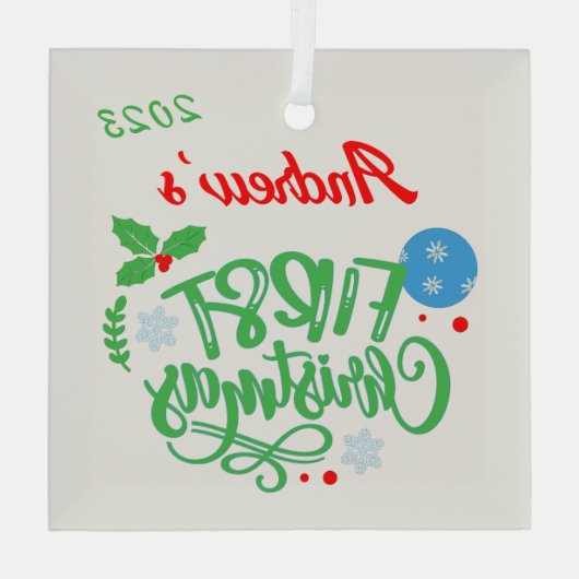 Eerste kerst  glas ornament (Achterkant)