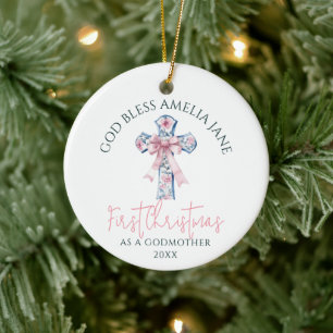 Eerste kerst Godmother Keep sake God Bless Keramisch Ornament
