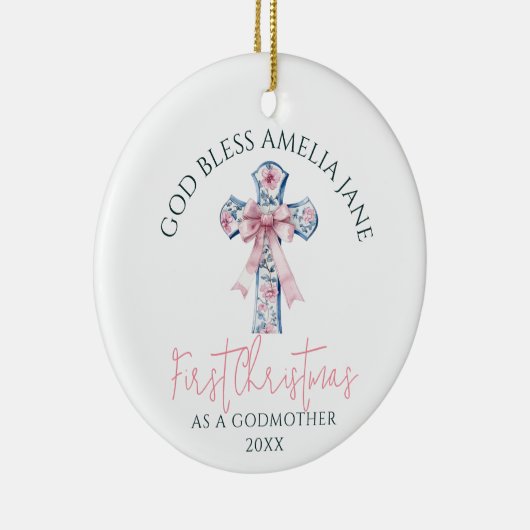 Eerste kerst Godmother Keep sake God Bless Keramisch Ornament (Rechts)