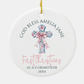 Eerste kerst Godmother Keep sake God Bless Keramisch Ornament (Achterkant)