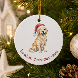 Eerste kerst Golden Retriever aquarel Keramisch Ornament