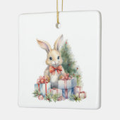 Eerste kerst grillige Schattigee konijn Gepersonal Keramisch Ornament (Links)