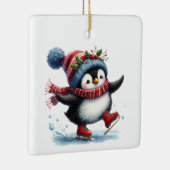 Eerste kerst grillige Schattigee pinguïn Gepersona Keramisch Ornament (Rechts)