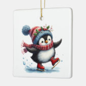 Eerste kerst grillige Schattigee pinguïn Gepersona Keramisch Ornament (Links)