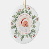 Eerste kerst Grootmoeder Grootvader Foto Namen Bla Keramisch Ornament (Rechts)