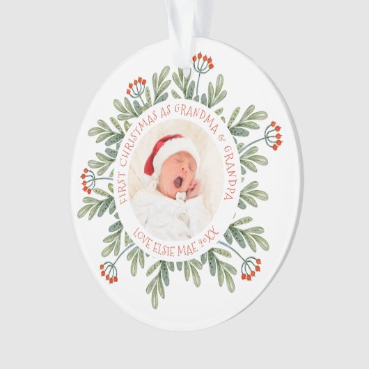 Eerste kerst Grootmoeder Grootvader Foto Namen Bla Ornament