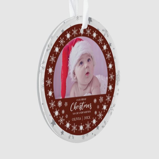 Eerste kerst grootouders 2-foto Keepsake Ornament (voorkant)
