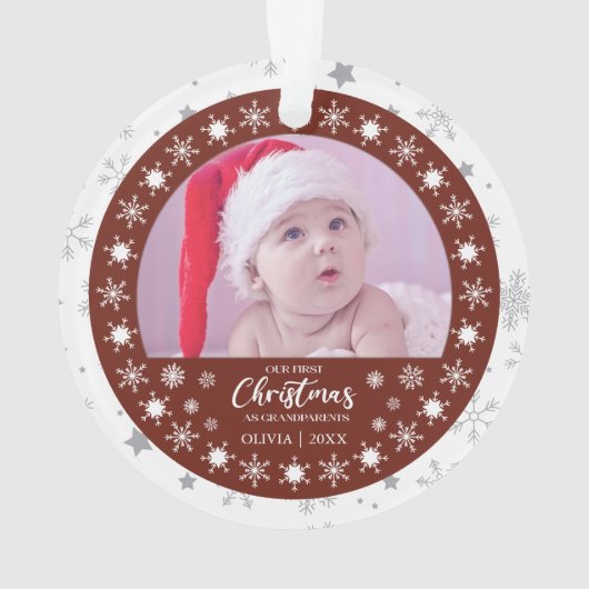 Eerste kerst grootouders 2-foto Keepsake Ornament (achterkant)