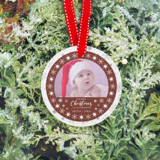 Eerste kerst grootouders 2-foto Keepsake Ornament