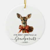 Eerste kerst Grootouders baby herten dubbele kant Keramisch Ornament (Voorkant)