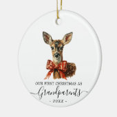 Eerste kerst Grootouders baby herten dubbele kant Keramisch Ornament (Links)