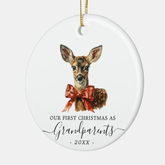 Eerste kerst Grootouders baby herten dubbele kant Keramisch Ornament (Links)