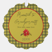 Eerste kerst Grootouders Foto Green Gingham Ornament Kaart (Achterkant)