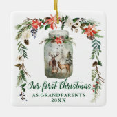 Eerste kerst grootouders herten FOTO ACHTERKANT Keramisch Ornament (Voorkant)