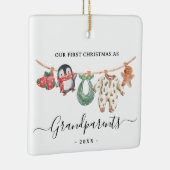 Eerste kerst Grootouders met foto schattige boho Keramisch Ornament (Rechts)