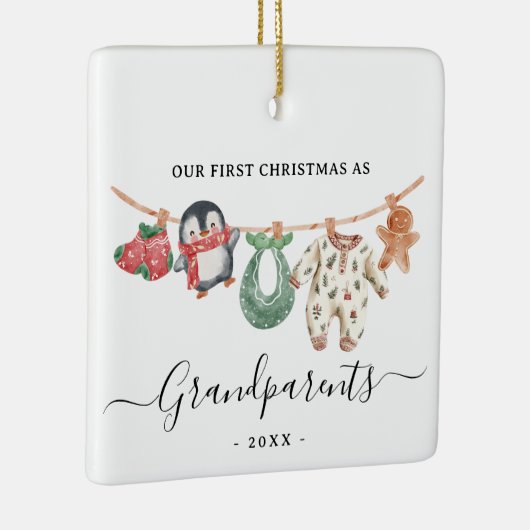 Eerste kerst Grootouders met foto schattige boho Keramisch Ornament (Rechts)