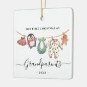 Eerste kerst Grootouders met foto schattige boho Keramisch Ornament (Links)
