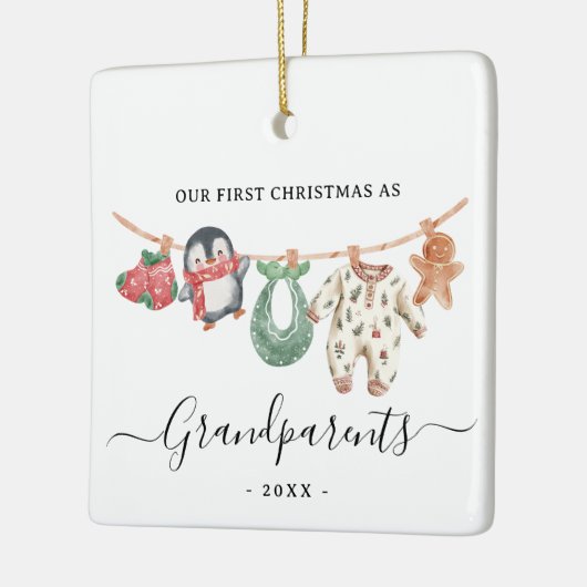 Eerste kerst Grootouders met foto schattige boho Keramisch Ornament (Links)