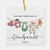 Eerste kerst Grootouders met foto schattige boho Keramisch Ornament (Voorkant)