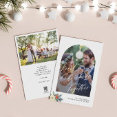 Eerste Kerst handgeschreven script bruiloft foto Feestdagenkaart