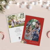 Eerste Kerst handgeschreven script bruiloft foto Feestdagenkaart