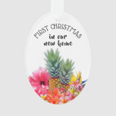 Eerste kerst Hawaiian bloemen aangepaste ovaal Ornament (voorkant)