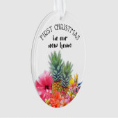 Eerste kerst Hawaiian bloemen aangepaste ovaal Ornament (voorkant)