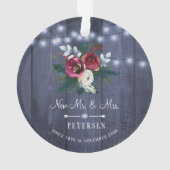 Eerste kerst heer en mevrouw rustieke bloemenfoto ornament (achterkant)