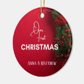 Eerste kerst Heilige bessen naam gepersonaliseerd Keramisch Ornament (Links)