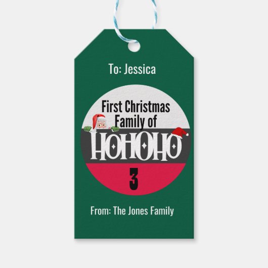 Eerste kerst Ho Ho Ho Ho Familie van Personalize Cadeaulabel (Voorkant)