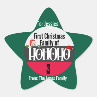 Eerste kerst Ho Ho Ho Ho Familie van Personalize Ster Sticker