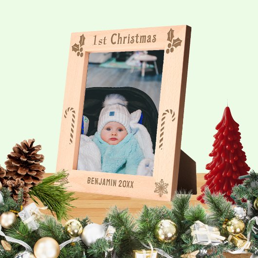 Eerste kerst Holly, snoep Canes, Show naam 8x10 Gegraveerde Lijstjes