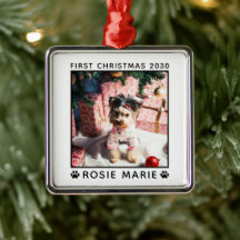 Eerste kerst hond foto naam pootafdrukken op maat