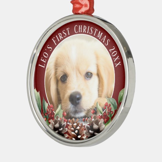 Eerste kerst hond foto Ornament (Links)