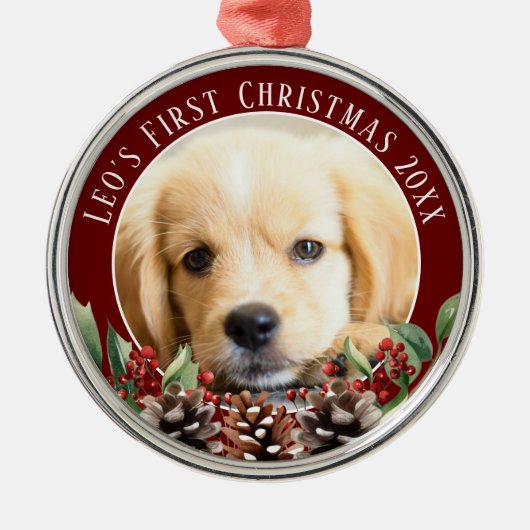 Eerste kerst hond foto Ornament (Voorkant)