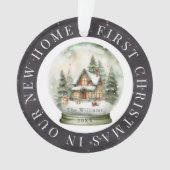 Eerste kerst huis sneeuw Wereldbol nacht hemel fot Ornament (voorkant)