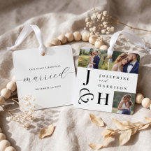 Eerste kerst Huwelijksfoto Monogram Aandenken