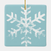 Eerste Kerst Ice Blue Custom Foto Sneeuwvlokken Keramisch Ornament (Achterkant)