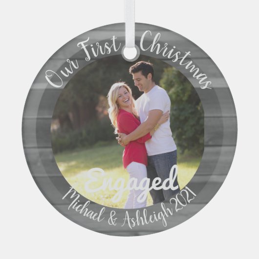 Eerste kerst in beeld glas ornament (Voorkant)