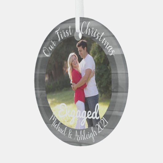 Eerste kerst in beeld glas ornament (Voorkant links)